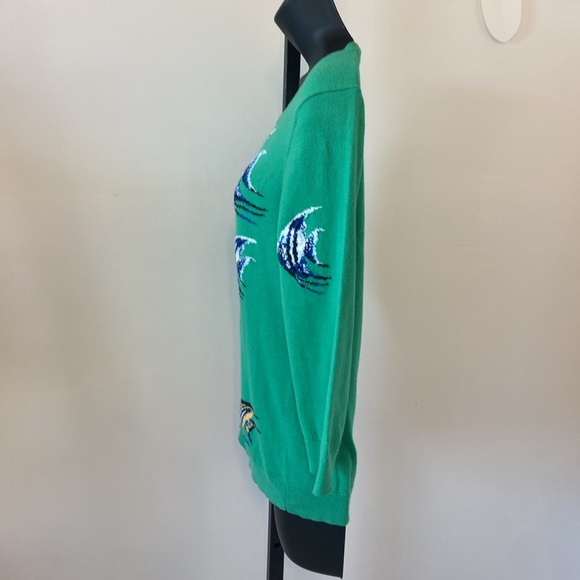 Talbots green fish sweater womens size Medium - Picture 3 of 7
